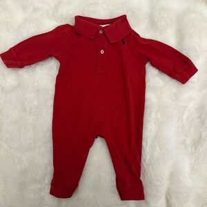 Ralph Lauren Red Kids One Piece Footie